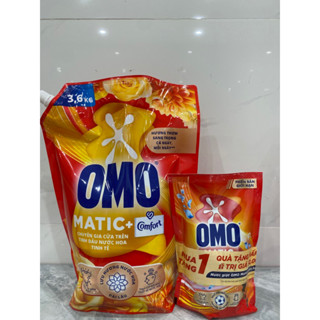 Nước giặt OMO cửa trên tinh dầu comfort 3,6kg tặng túi 412g (đỏ khử mùi)