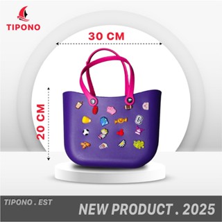 Túi Nhỏ 30x20 (Tặng 17 Charm Ngẫu Nhiên) Túi Tote Mini Đi Biển Đi Chơi Du Lịch Đi Tập TIPONO Đa Năng
