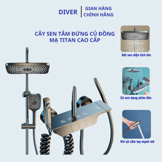 Sen Cây, Vòi Hoa Sen Tắm Đứng Nóng Lạnh Phím Đàn Củ Đồng MẠ TITAN, Bộ Vòi Sen Tắm (99 diver )