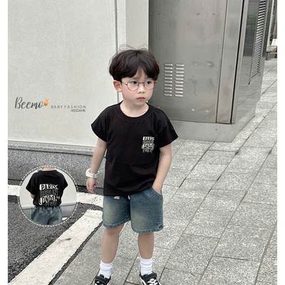 Áo phông cộc tay Beemo cổ tròn in chữ vải cotton mềm mại mặc mùa hè cho bé 9-24kg 4032AHB