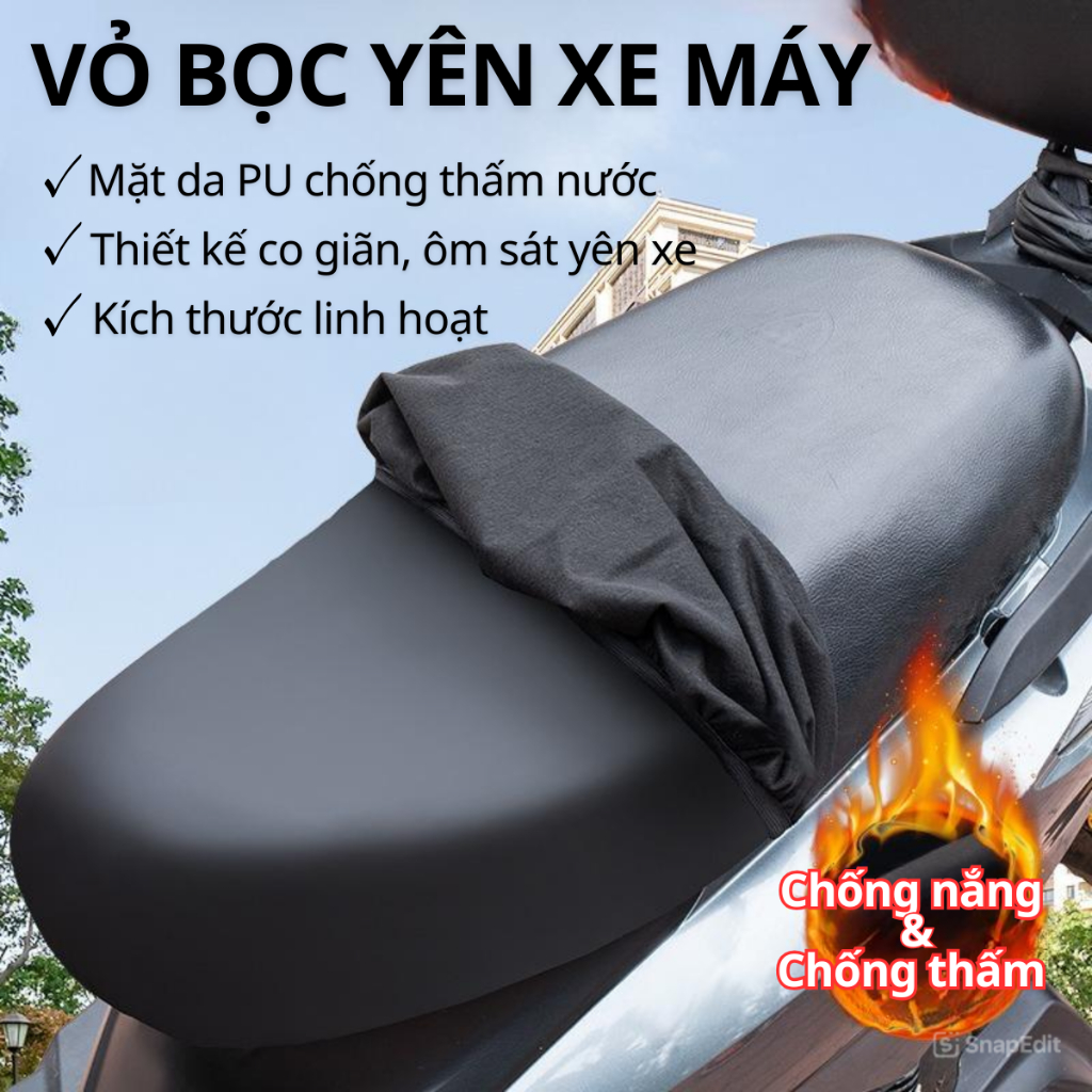 Vỏ Bọc Yên Xe Máy Bằng Da Pu Co Giãn Chống Nước Chống Trầy Xước, Chống Nắng Chất Lượng Cao Lắp Đặt Dễ Dàng