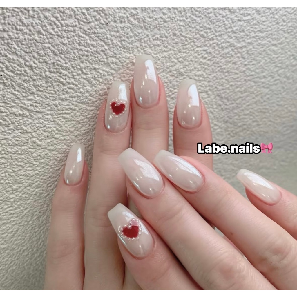 Nail Box Thiết Kế Trái Tim Đính Cườm N72 Labe.nails
