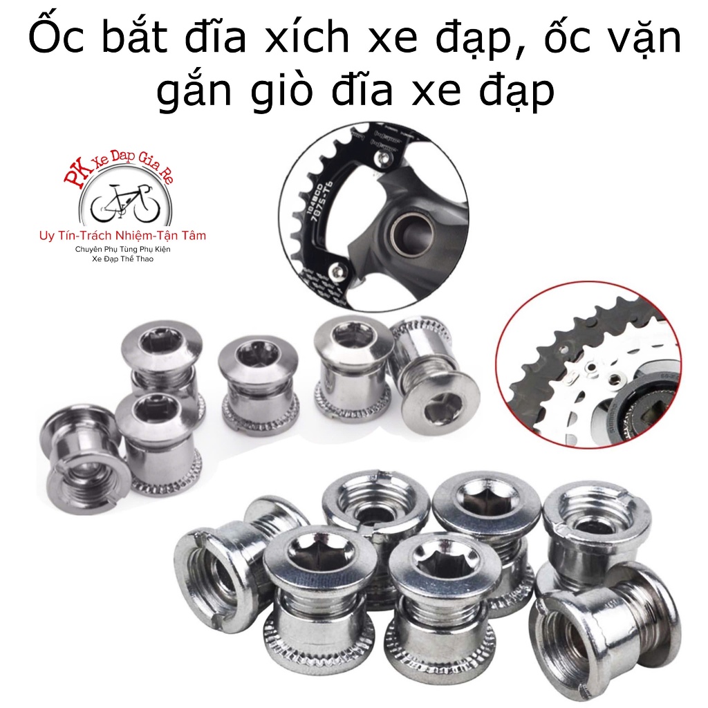Ốc vặn đĩa răng vào giò dĩa xe đạp, Ốc Vặn Gắn Giò Đĩa Xích Xe Đạp, Ốc Giò Dĩa Xe đạp, Ốc vít gắn đĩ