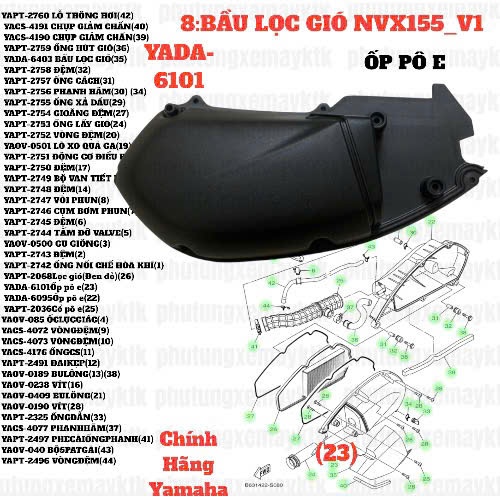 [Chính hãng Yamaha][8:BẦU LỌC GIÓ] YADA-6101-NVX V1-Ốp pô e (23)