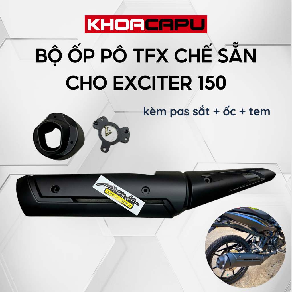 Bộ Ốp Pô TFX Gắn Exciter 150 Kèm Pas Chế, Bộ Ốp Pô TFX Chế Sẵn Cho Exciter 150 Kèm Pas Sắt, Ốc, Tem