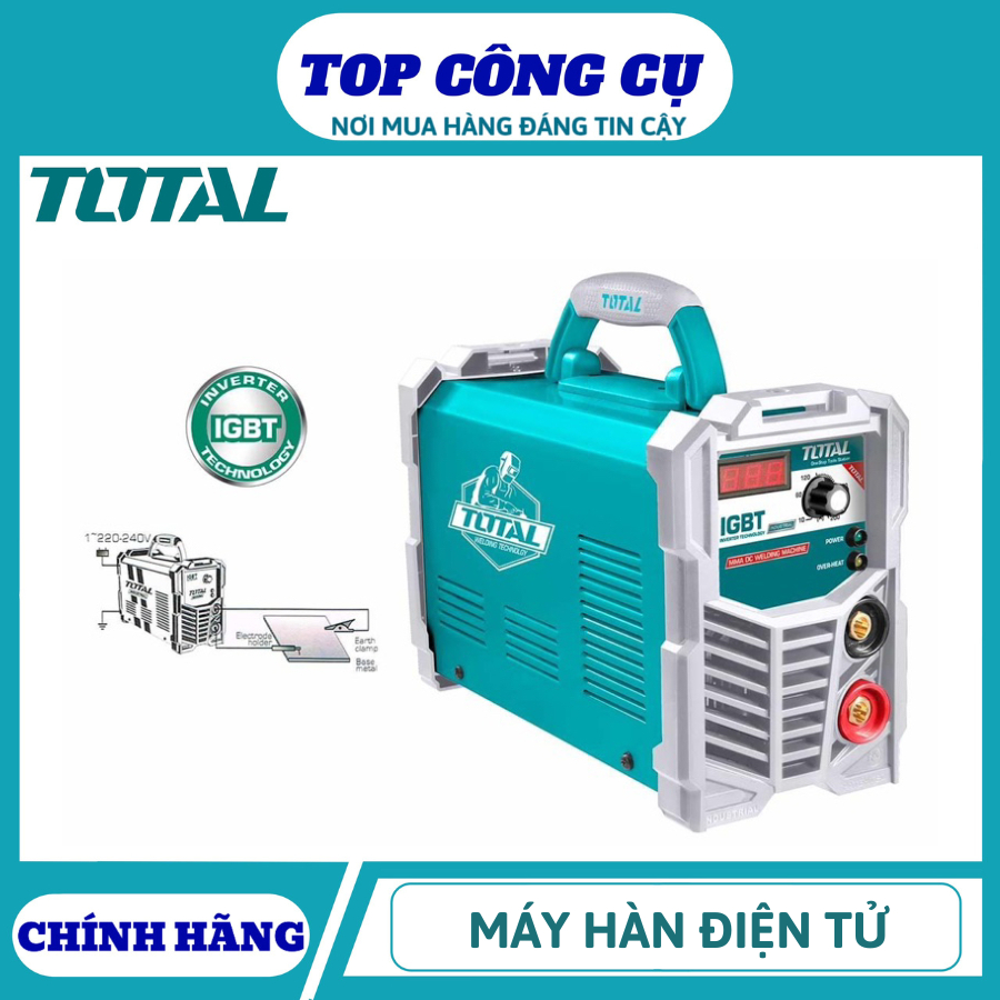 Máy hàn điện tử Total TW22005 - Inverter MMA 200A, Kích thước que hàn 1.6-5.0mm, Trọng lượng 5.3kg