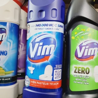 Tẩy bồn cầu và nhà tắm Vim Than hoạt tính, chanh sả, Zero