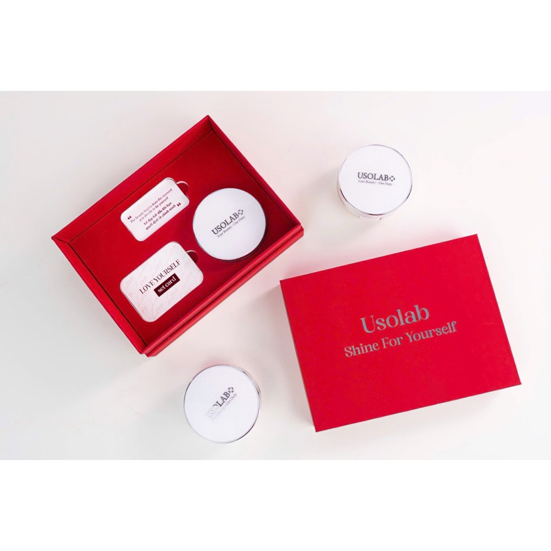 (ĐMN) SET QUÀ 8-3 USOLAB CUSHION LUXURY LIMITED Cushion Recovery Balm SPF 35+++ (1 Vỏ Hộp + 1 Lõi Cu