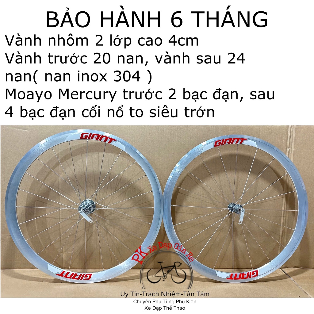 Vành bộ xe đạp đua - touring bánh 700c cao 4cm, Vành nhôm bạc xe đạp cỡ 700c đan sẵn moayo cối nổ to