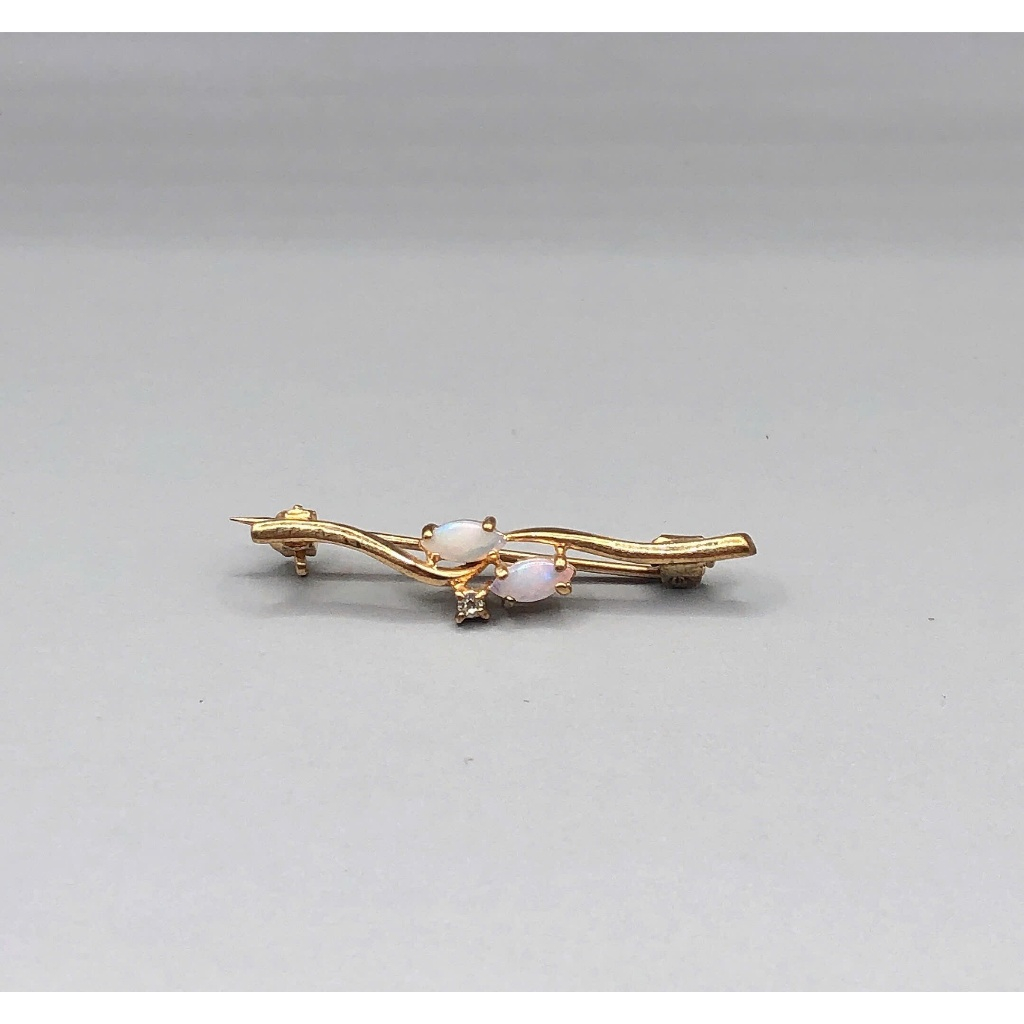 Cài áo mini phối 2 viên Opal ánh l.ửa đẹp si tuyển Nhật