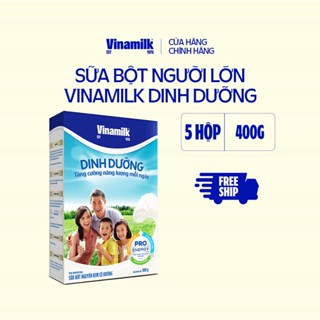 5 Hộp Sữa bột Nguyên kem có đường Vinamilk Dinh Dưỡng Hộp Giấy 400g