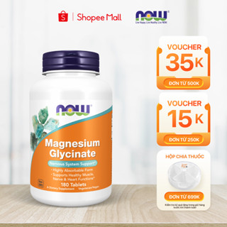 Viên magie hữu cơ Magnesium Glycinate Now 200mg (Mỹ) giảm stress, hỗ trợ giấc ngủ, xương, cơ bắp