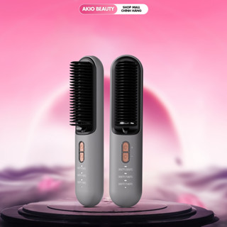 Lược điện không dây ion âm Akio pin 5000 Mah 3 mức nhiệt chải thẳng, uốn cụp tạo kiểu đa năng