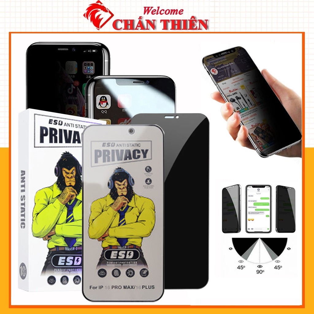 Kính cường lực chống nhìn trộm iphone 16 pro max 15 pro xsmax 14 pro max 11 pro max 12 Promax 6 7 8 Plus Xr X 13 pro max