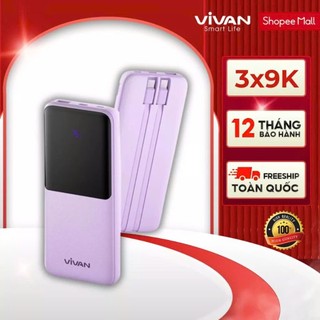 Pin sạc dự phòng chính hãng 10000mah vivan vpb-m10/ vpb-q10 20000mah x10 sạc nhanh chuẩn pd/qc3.0 18w
