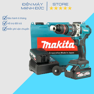  Máy Khoan Pin Makita 199v Động Cơ Không Chổi Than Đầu Kẹp Autolock Kèm Tay Cầm Chân Pin Phổ Thông 