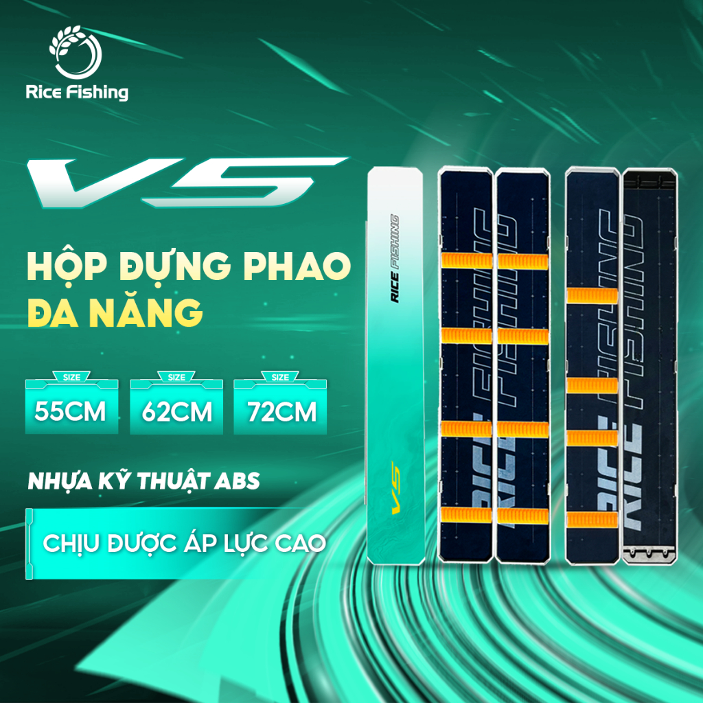 Hộp đựng phao câu đài V5 Rice Fishing chất liệu ABS khóa nam châm chắc chắn HP-19
