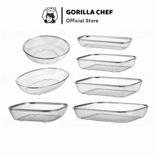 Rổ inox 304 dạng lưới kiểu Nhật GORILLA CHEF đựng thức ăn chiên và để ráo trái cây vô cùng an toàn và tiện lợi