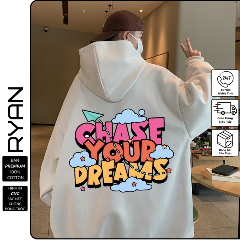 Áo Hoodie RYAN CHASE Nam Nữ form rộng, Chất nỉ ngoại cotton cao cấp, dày dặn nhiều màu Ryan.store