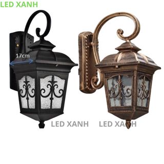 [TẶNG BÓNG LED] Đèn treo tường ngoài trời chống nước khung hợp kim chao đèn bằng kính,Đèn trang trí ngoại thất tân cổ