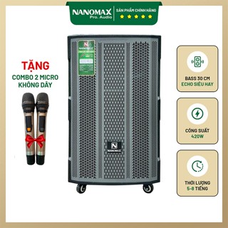 Loa Kéo 4 Tấc Nanomax SK-1201 420W Bass 30cm | Loa Công Suất Lớn Tặng 2 Micro UHF Chống Hú