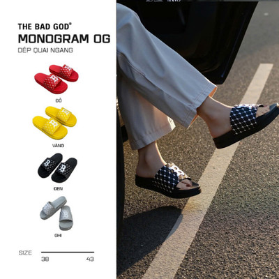 Dép Quai Ngang Nam Nữ The Bad God Monogram Đế Cao PVC Êm Chống Trơn Trượt