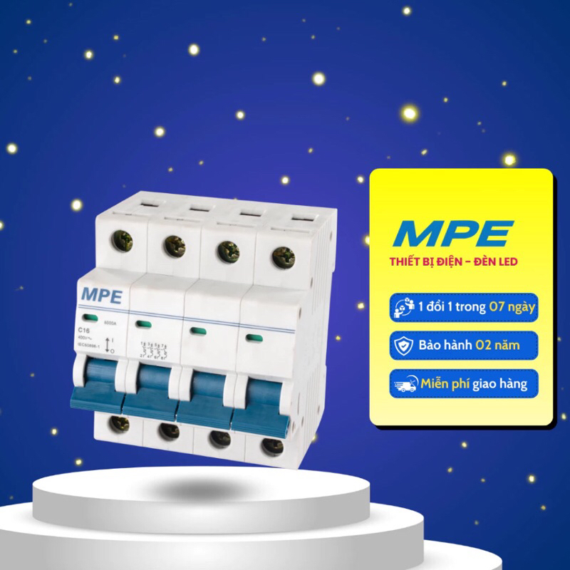 Thiết bị đóng cắt, cầu dao an toàn MCB 4 cực 4P 6kA MP6-C4 Series MPE
