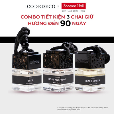Combo 3 chai tinh dầu nước hoa dạng treo CODEDECO 8ml 3 tầng hương, treo xe tô tô, nhà vệ sinh, phòng ngủ, tủ quần áo