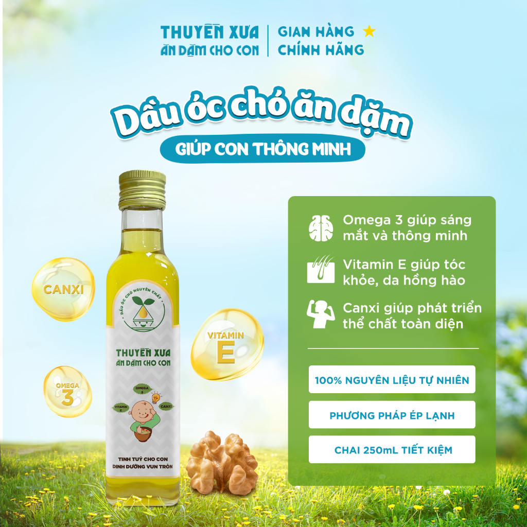 Dầu óc chó Nguyên chất Thuyền Xưa ăn dặm cho con 65ml/250ml