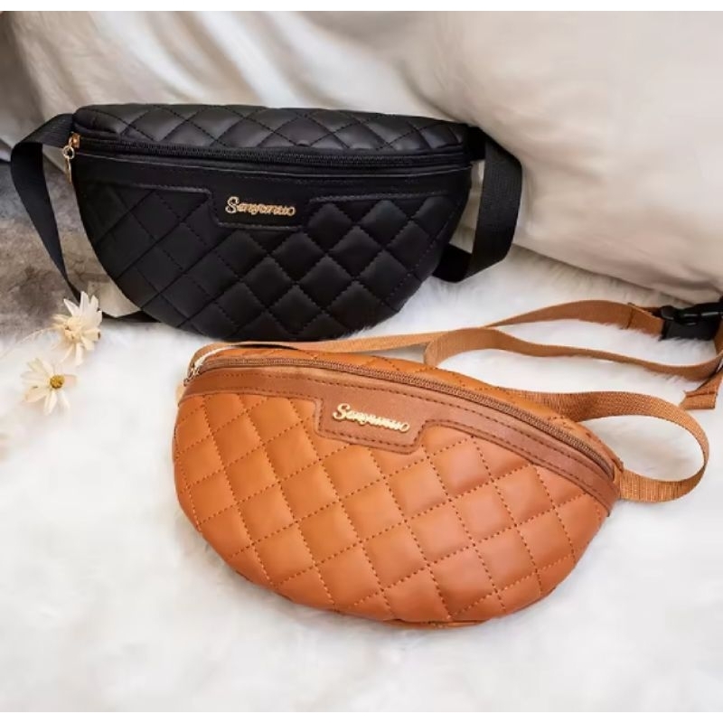 Túi đeo chéo nữ, túi bao tử chất liệu da PU thời trang hiện đại