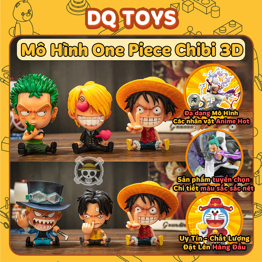 Mô hình One Piece Chibi 3D Brook Nico robin Jinbei Sabo Doflamingo Ussop Franky Zoro Minhawk decor F