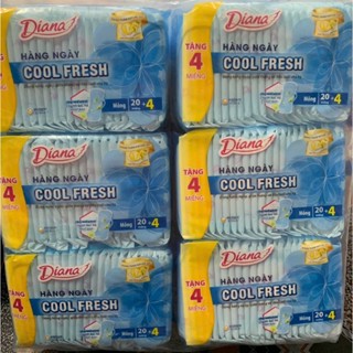 (20+4 Miếng/Gói - Loại Nhỏ 15.5cm Không Cánh ) - Combo 6 Gói Băng Vệ Sinh Diana Hàng Ngày Sensi Cool Fresh