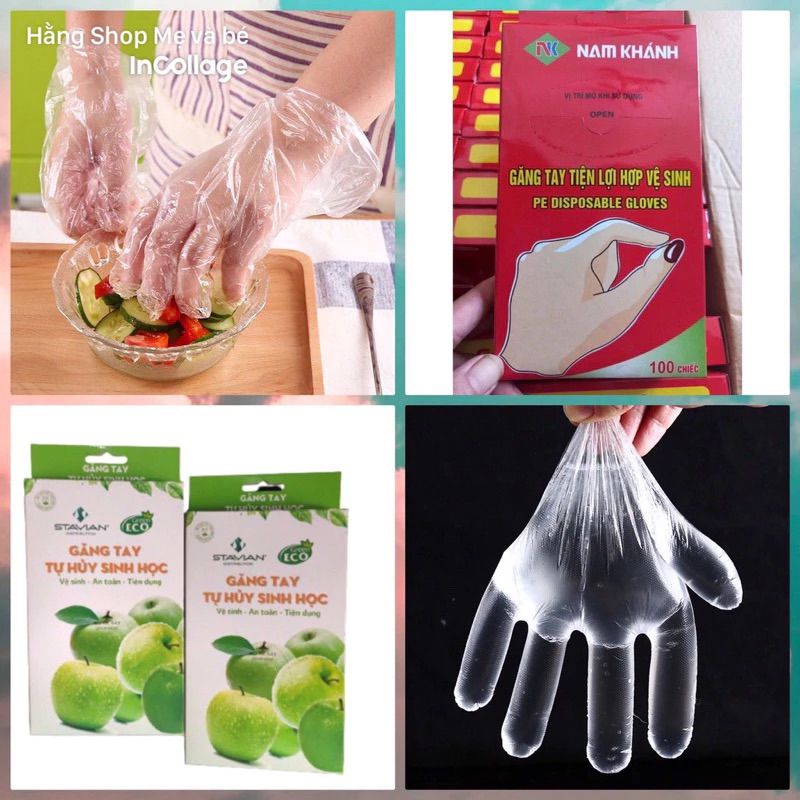 Găng tay nilon GREEN ECO găng tay tự hủy sinh học an toàn hộp bao tay nilong dùng 1 lần - Găng tay n
