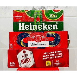 Thùng Bia Heineken xanh/Bia Budweiser/Bia Ruby (24 lon x 300ml)