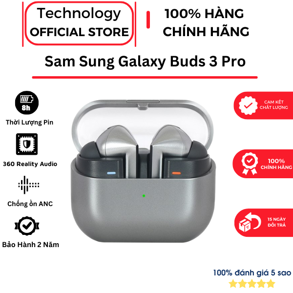 [Hot 2024] Tai nghe TWS Galaxy Buds3 Pro R630N Nhét Tai Chống Ồn Âm Bass Hay, Định Vị, Pin Trâu Bảo Hành 2 Năm