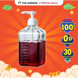  Bình đựng siro bằng THUỶ TINH dung tích 1,1L có vòi pump định lượng 10ml 1 lần bơm dung tích - THE GARDEN IGWT 