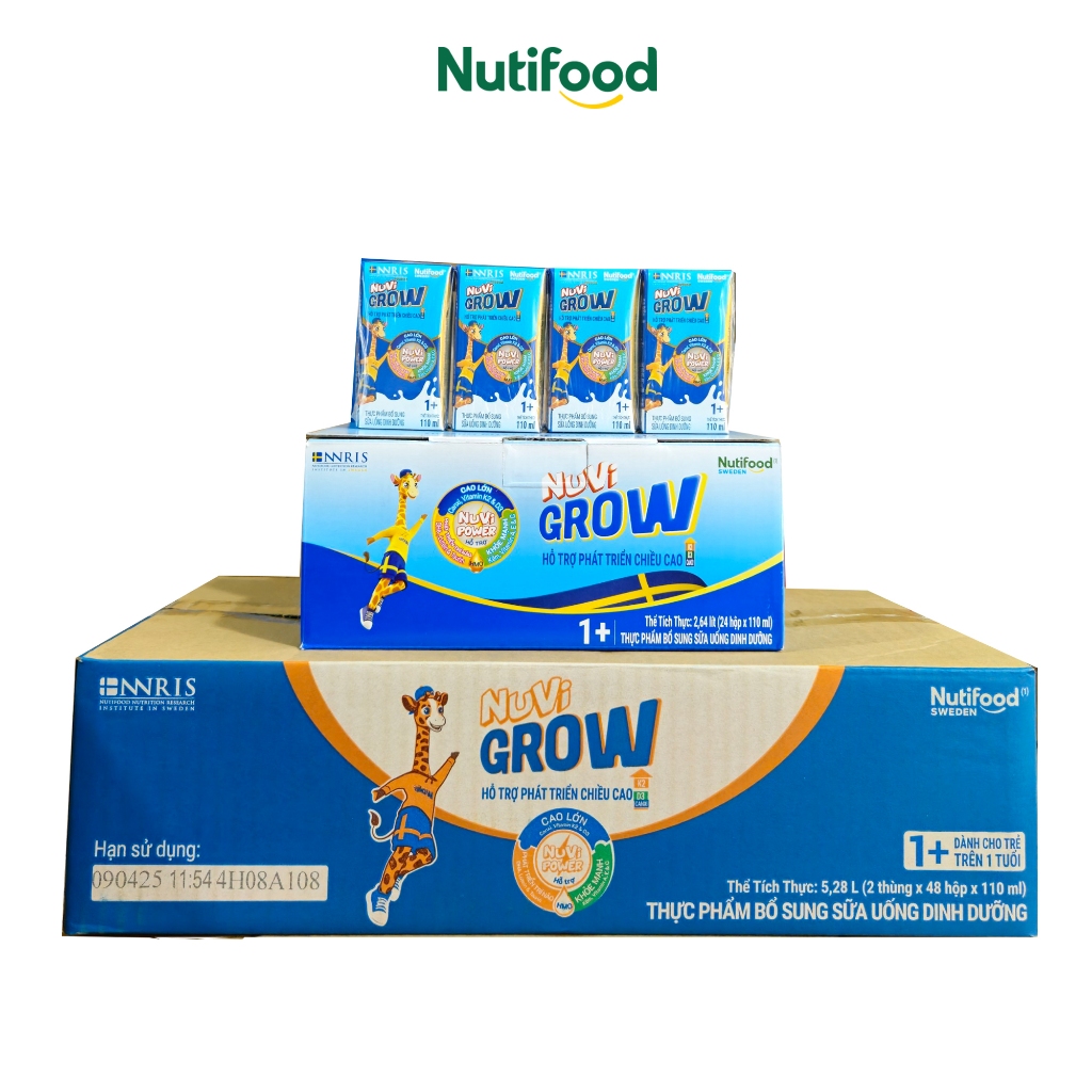 Thùng 48 Hộp 180ml/ 110mL Nuvi Grow 1+ /2+ Sữa Bột Pha Sẵn cho Bé trên 1 /2 Tuỏi - NUTIFOOD SHOP