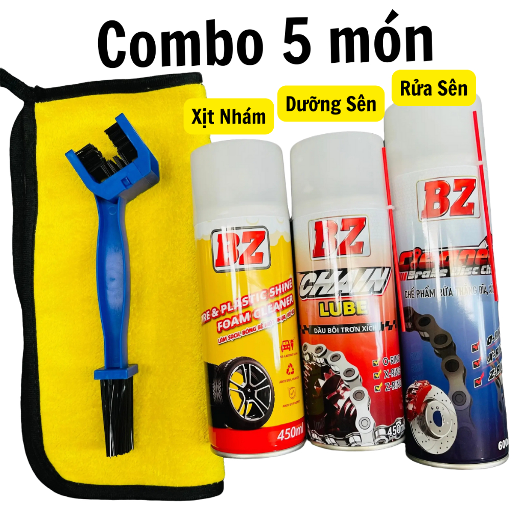 COMBO 5, DƯỠNG SÊN BZ + RỬA SÊN BZ + PHỤC HỒI NHỰA NHÁM BZ DẠNG BỌT + BÀN CHẢI SÊN 3D + KHĂN