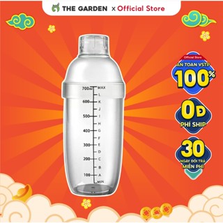 Bình lắc pha chế THE GARDEN shaker 700ml nhựa vạch đen dụng cụ pha trà sữa