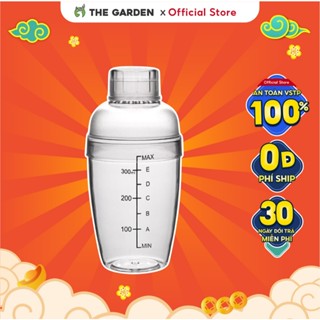 Bình lắc pha chế THE GARDEN shaker 350ml nhựa vạch đen dụng cụ pha trà sữa