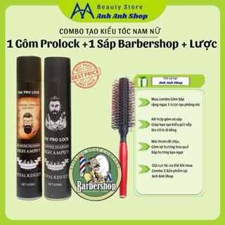 Combo Sáp Vuốt Tóc Tạo Kiểu Undercut Barbershop Shave Soap kèm1 Gôm xịt tóc The Prolock và lược tạo phồng tóc