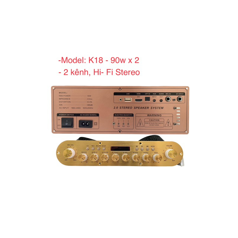 Mạch loa K18 stereo vàng hồng