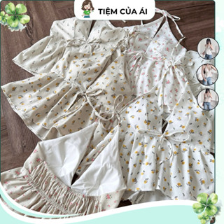 Áo Yếm Nữ Hở Lưng Hoa Nhí Cột Dây Sẵn Đệm Mút Chất Linen