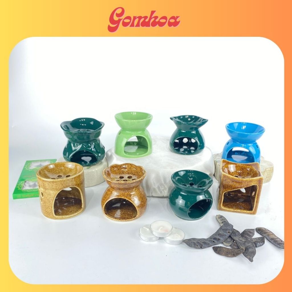 Bếp Đốt Xông Bồ Kết- Gốm Hoa (giao ngẫu nhiên các màu)