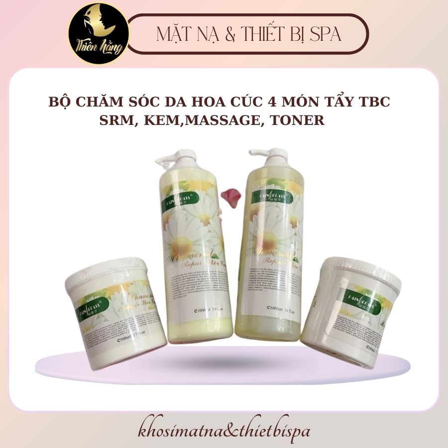  🔴Bộ Chăm Sóc Da Hoa Cúc 4 Món Tẩy Tế Bào Chết SRM Kem Massage Toner - Chuyên Dùng Trong Spa TMV 
