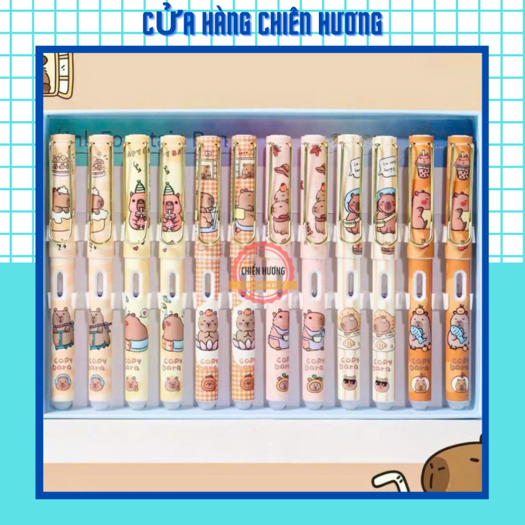 Hộp 12 bút máy Capybara – Bút máy có thể xóa