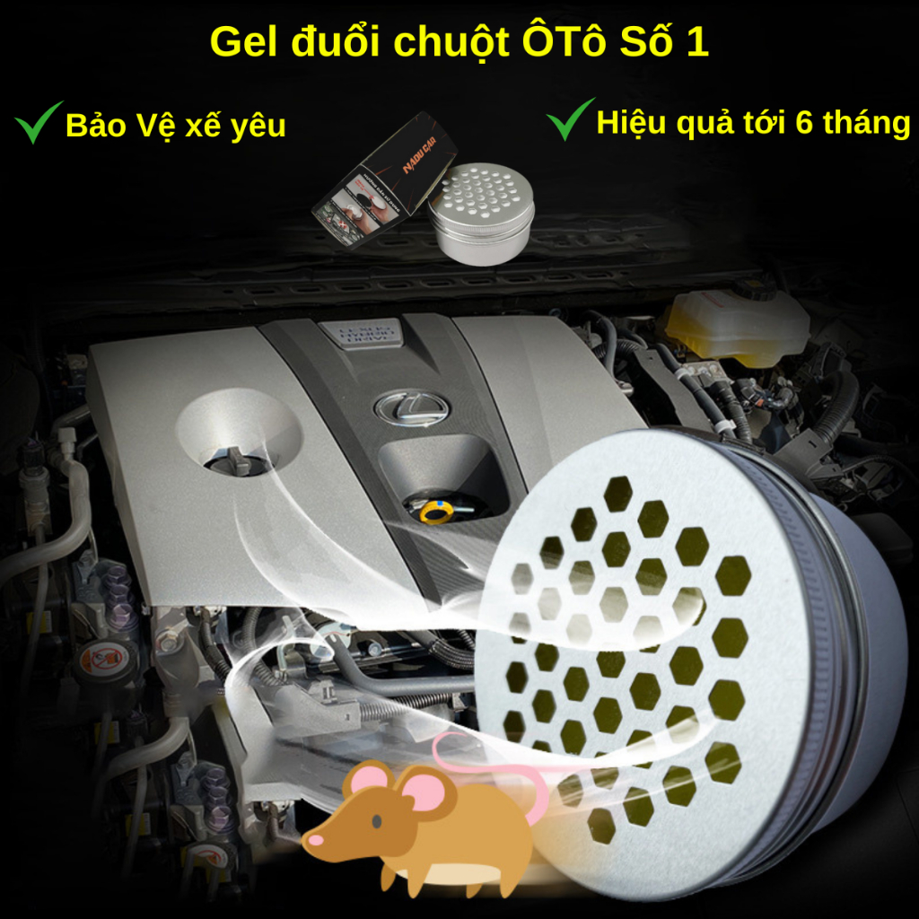 Hộp Xua Đuổi Chuột Ô Tô Cao Cấp Mùi Hương Bạc Hà Dễ Chịu, An Toàn.Gel gắn khoang máy ô tô,sử dụng cho tủ bếp - AutohomeX