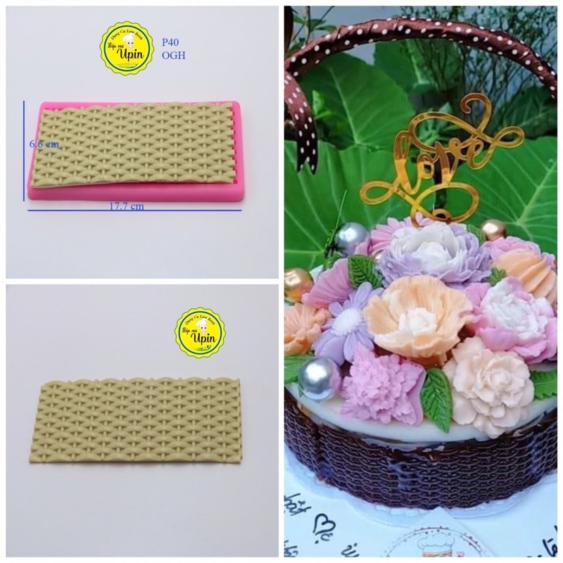 Khuôn Ốp Viền Giỏ Hoa/ Khuôn Silicon giỏ tre/ Khuôn Làm Bánh thạch bánh sinh nhật