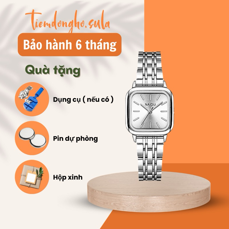 Đồng hồ nữ đẹp đeo tay nữ chính hãng NAIDU mặt vuông 26mm giá rẻ có chống nước  - SULABEU