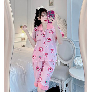 Bộ ngủ pijama lửng chất kate Thái